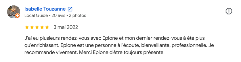 Avis client d'Épione n°5