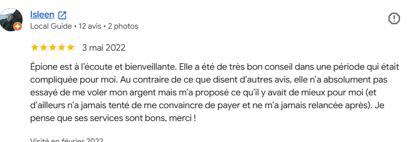 Avis client d'Épione n°2