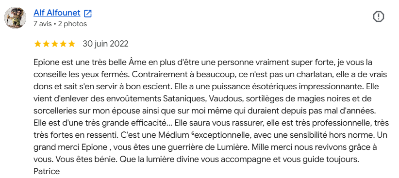 Avis client d'Épione n°8